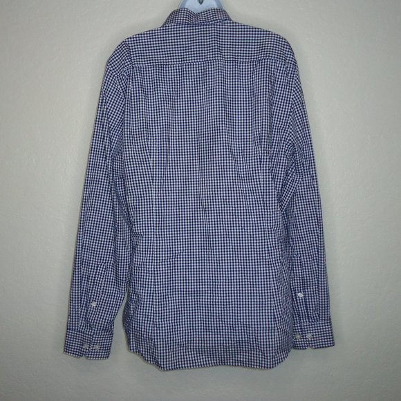H&M* Men's Long Sleeve Button Down‎ Curved Hem Checkered Dress Shirt~ Size Large - Picture 2 of 12